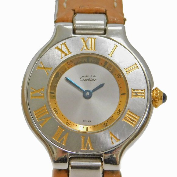 Rare! Cartier Caramel Strap Gold Plated Watch main image 4